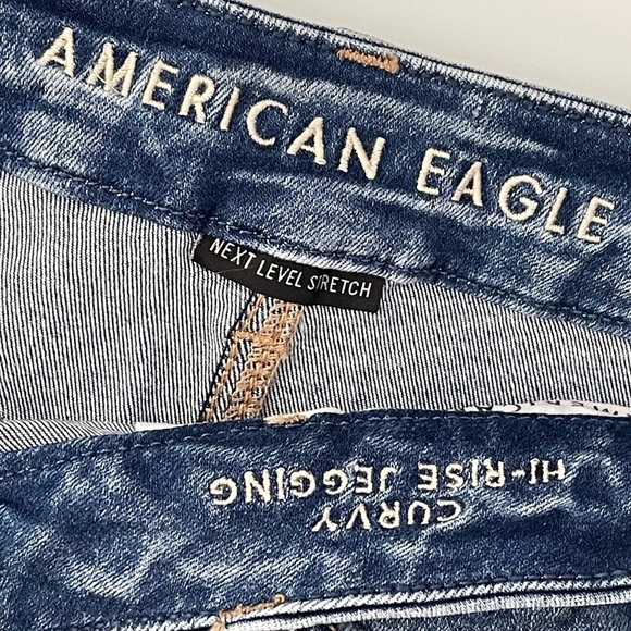 American Eagle Curvy Hi Rise Jegging 16 Ripped Skinny Stretch Denim Casual - Picture 7 of 8